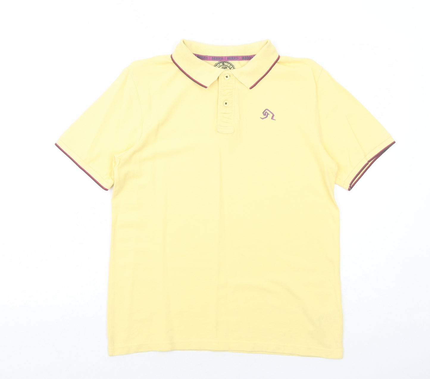 Marks and Spencer Boys Yellow Cotton Basic Polo Size 11-12 Years Collared Button