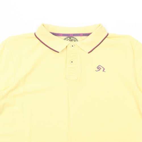 Marks and Spencer Boys Yellow Cotton Basic Polo Size 11-12 Years Collared Button