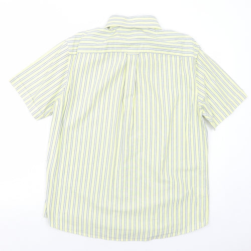 Marks and Spencer Mens Yellow Striped Cotton Button-Up Size M Collared Button