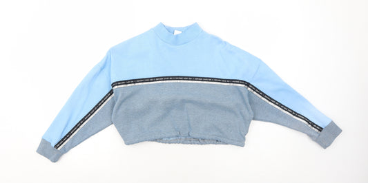 NEXT Girls Blue Colourblock Cotton Pullover Sweatshirt Size 11 Years Pullover