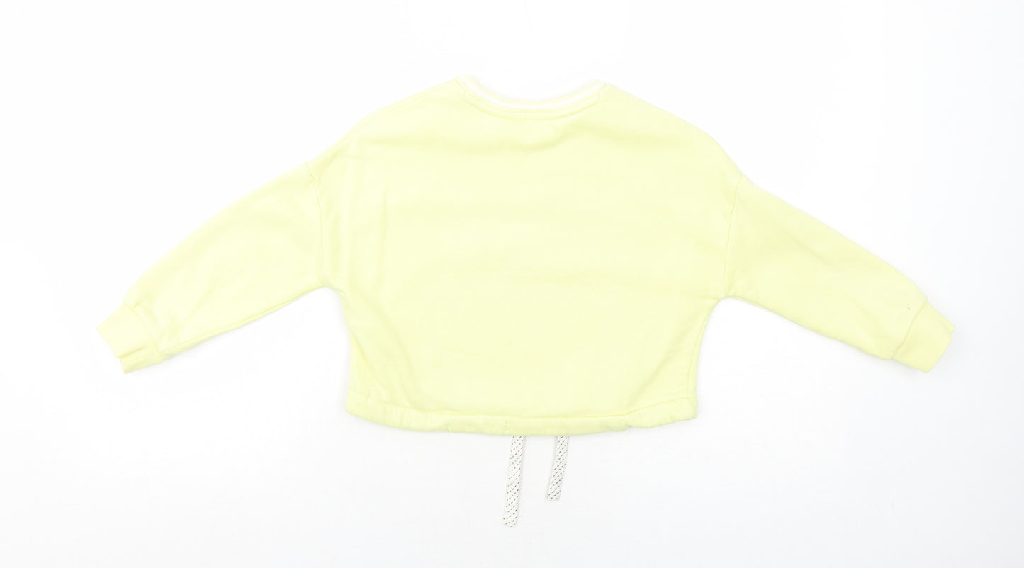 Marks and Spencer Girls Yellow Cotton Pullover Sweatshirt Size 6-7 Years Pullover