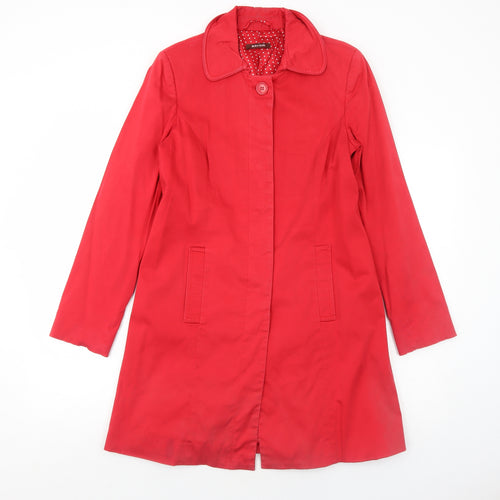 Savoir Womens Red Overcoat Coat Size 12 Button