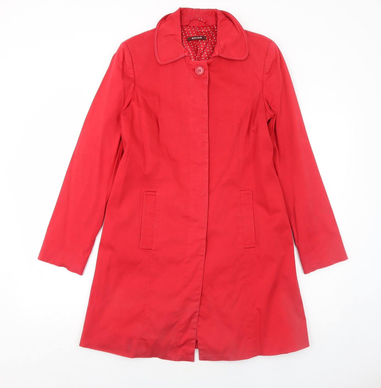 Savoir Womens Red Overcoat Coat Size 12 Button