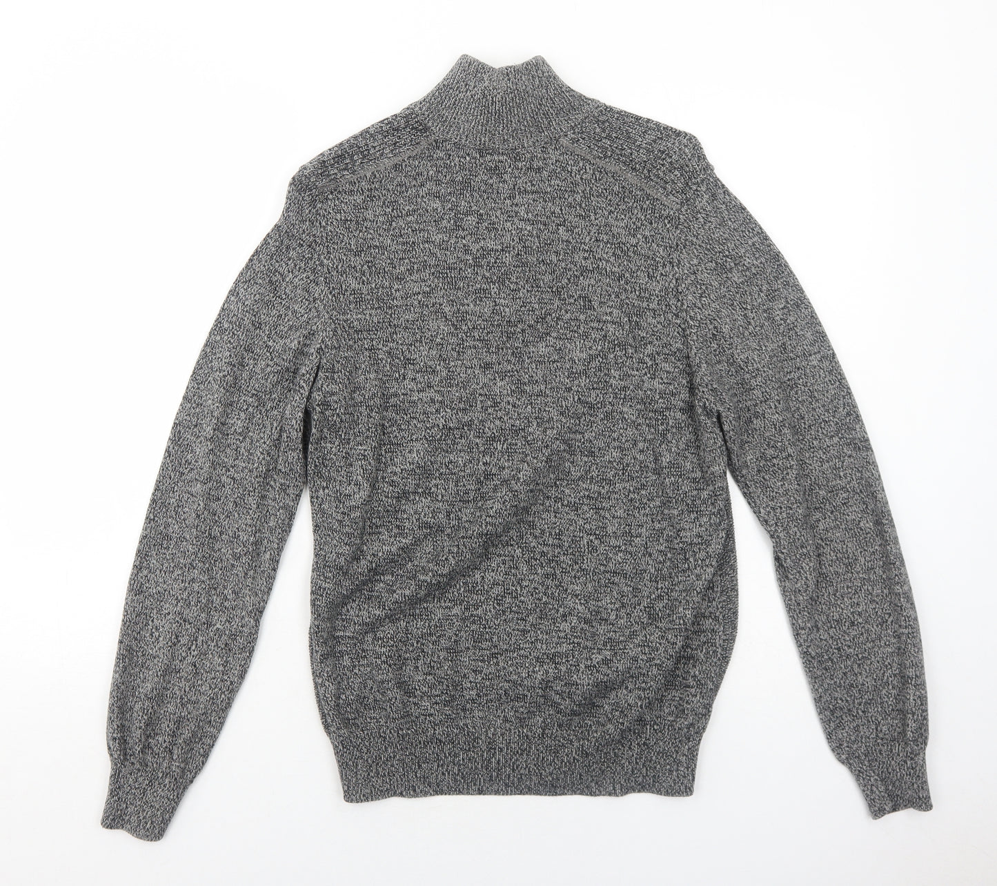 George Mens Grey Mock Neck Cotton Pullover Jumper Size S Long Sleeve