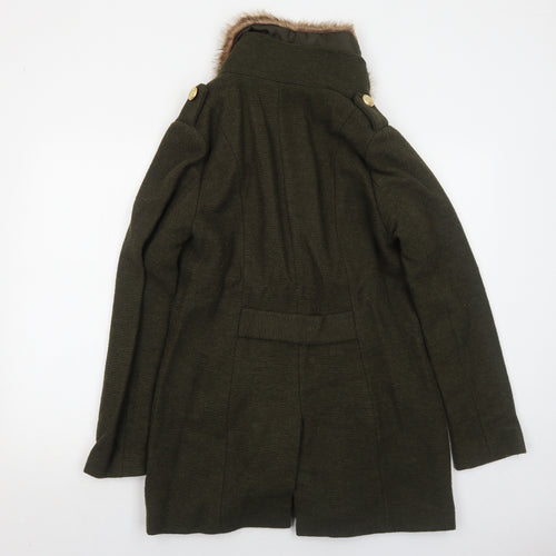 A&G Womens Green Pea Coat Coat Size L Button