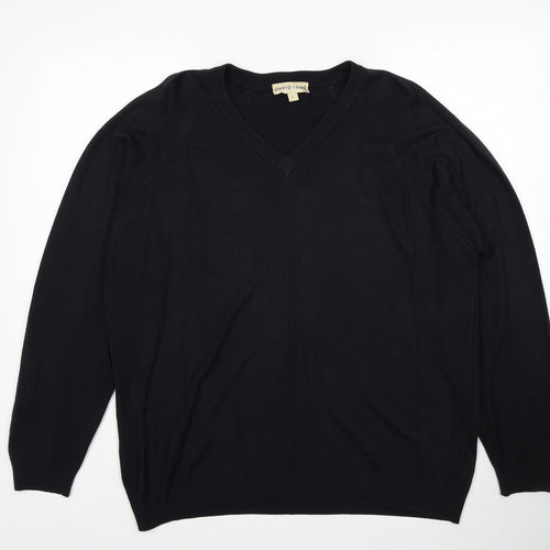 Country Trader Mens Black V-Neck Acrylic Pullover Jumper Size L Long Sleeve