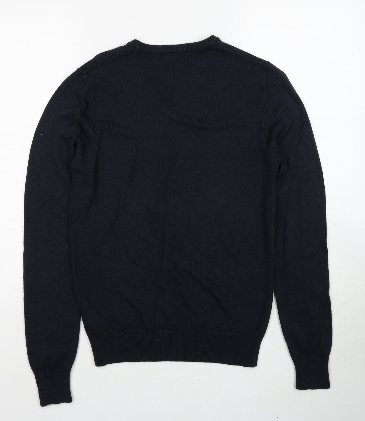 Cedar Wood State Mens Black V-Neck Acrylic Pullover Jumper Size S Long Sleeve