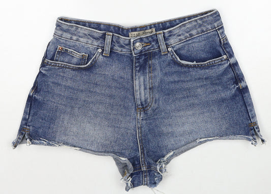 Denim & Co. Womens Blue Cotton Cut-Off Shorts Size 12 Regular Zip
