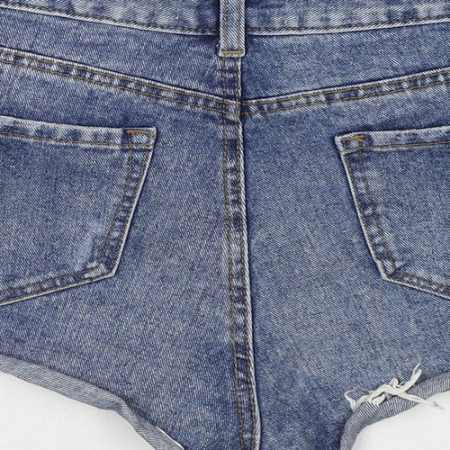 Denim & Co. Womens Blue Cotton Cut-Off Shorts Size 12 Regular Zip