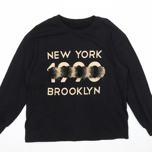 PEP&CO Womens Black Cotton Pullover Sweatshirt Size 14 Pullover - New York 1990 Brooklyn
