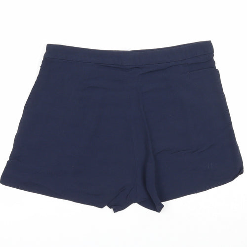 H&M Womens Blue Viscose Basic Shorts Size 10 Regular Pull On