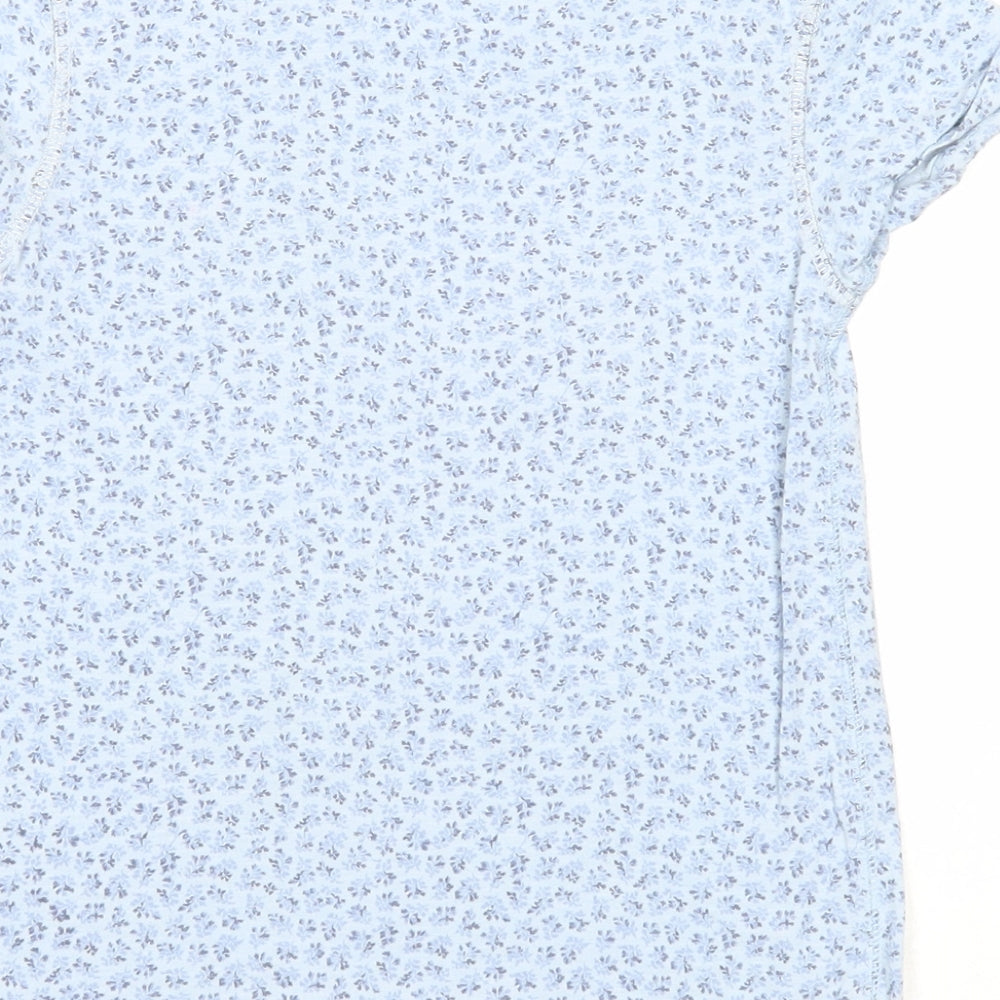 NEXT Girls Blue Floral Cotton Basic T-Shirt Size 7 Years Round Neck Pullover - It's The Best Day Ever