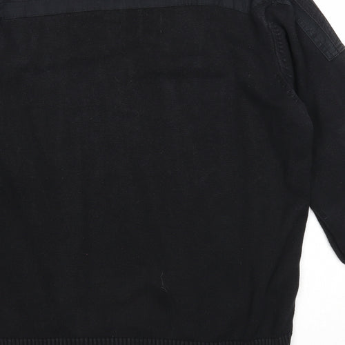 JACK & JONES Mens Black V-Neck Cotton Pullover Jumper Size M Long Sleeve