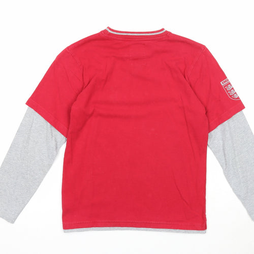 England Boys Red Cotton Basic T-Shirt Size 10 Years Round Neck Pullover - England