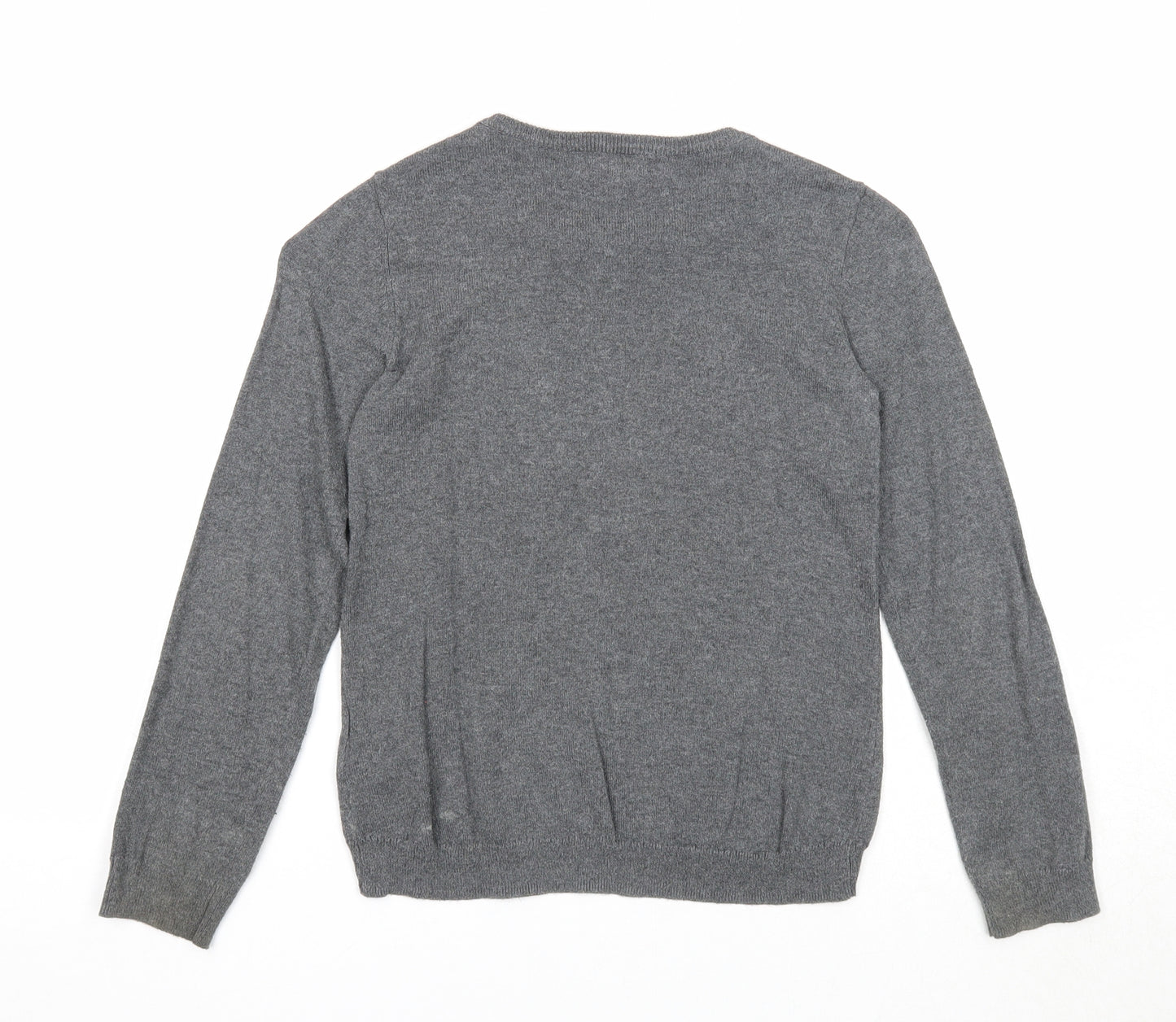 H&M Girls Grey Round Neck Cotton Pullover Jumper Size 7-8 Years Pullover - Make Your Own Magic