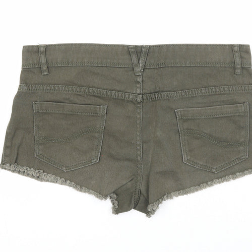 Denim & Co. Womens Green Cotton Cut-Off Shorts Size 8 Regular Zip