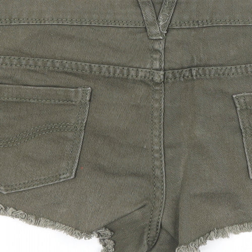 Denim & Co. Womens Green Cotton Cut-Off Shorts Size 8 Regular Zip