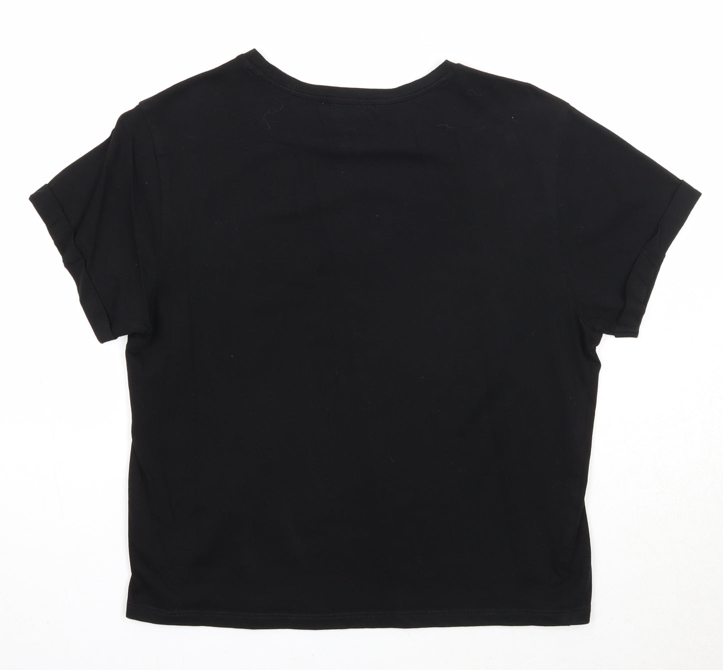 New Look Girls Black Cotton Basic T-Shirt Size L Round Neck Pullover - Koala Not My Problem