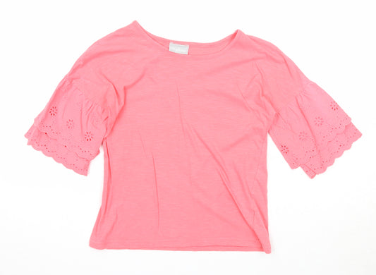 Matalan Girls Pink Cotton Basic T-Shirt Size 10 Years Round Neck Pullover