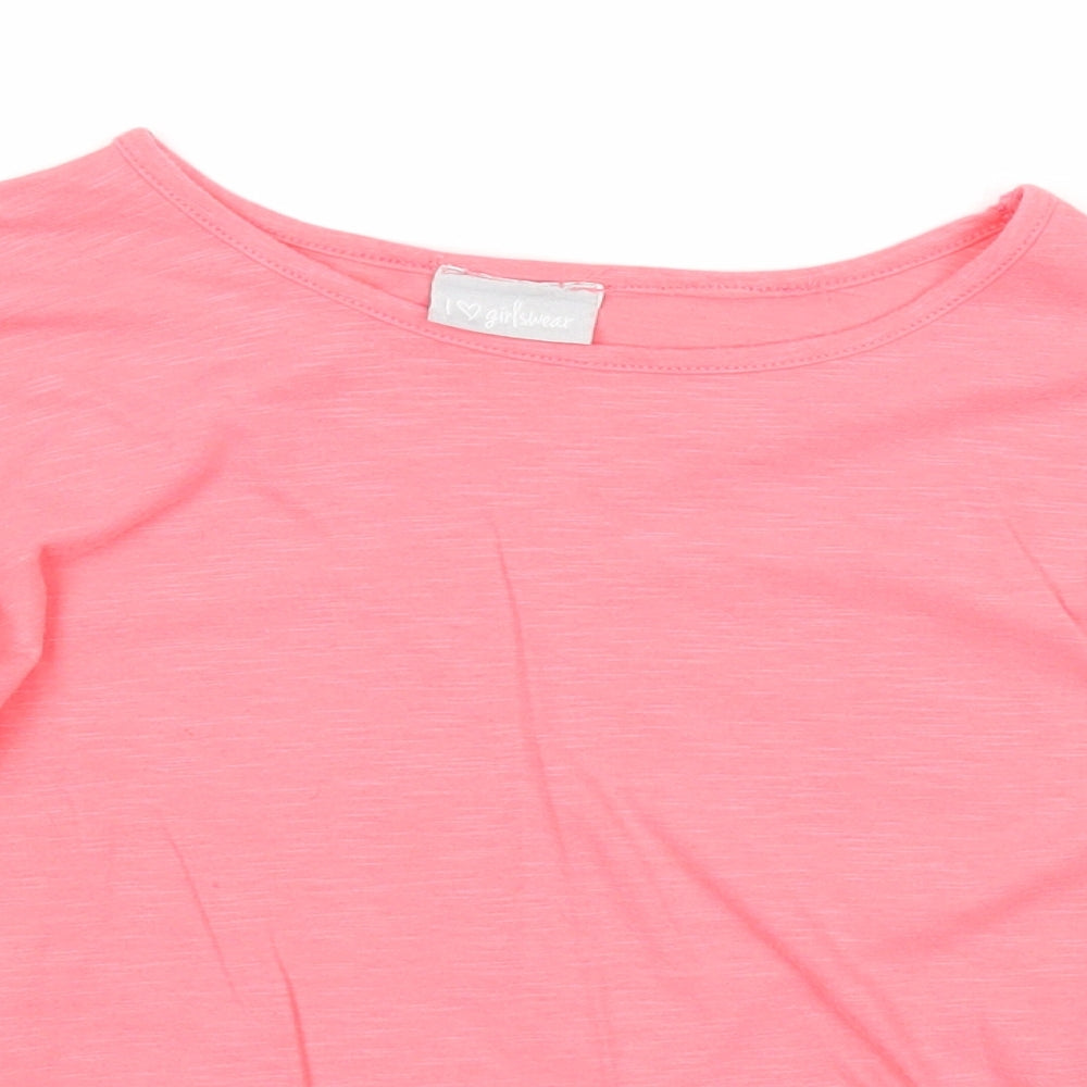Matalan Girls Pink Cotton Basic T-Shirt Size 10 Years Round Neck Pullover