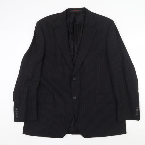 Jeff Banks Mens Black Striped Wool Jacket Suit Jacket Size 44 Regular