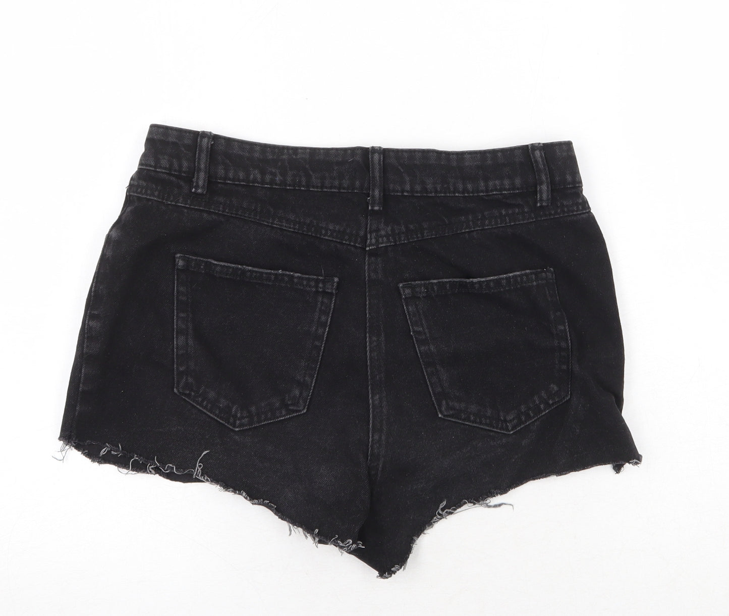 Papaya Womens Black Cotton Cut-Off Shorts Size 10 Regular Zip