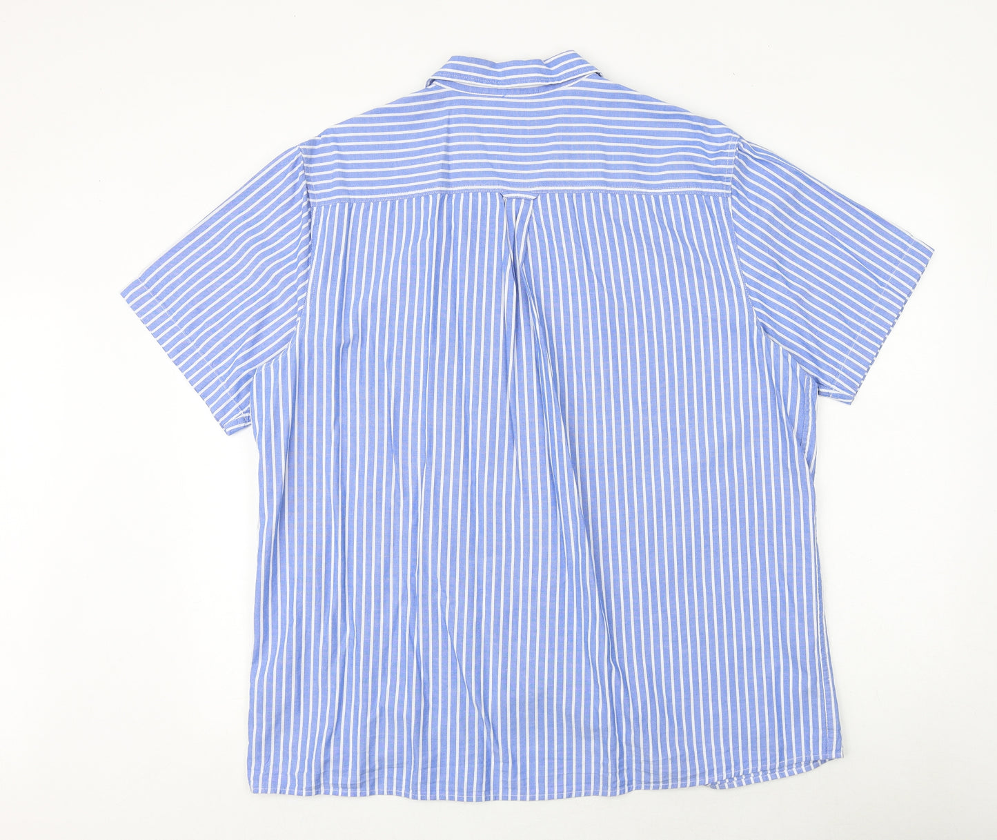 Avenue Mens Blue Striped 100% Cotton Polo Size 2XL Collared Button