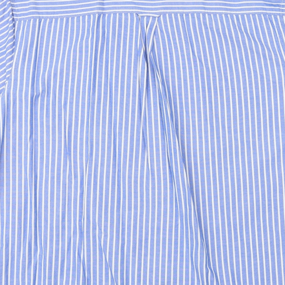 Avenue Mens Blue Striped 100% Cotton Polo Size 2XL Collared Button