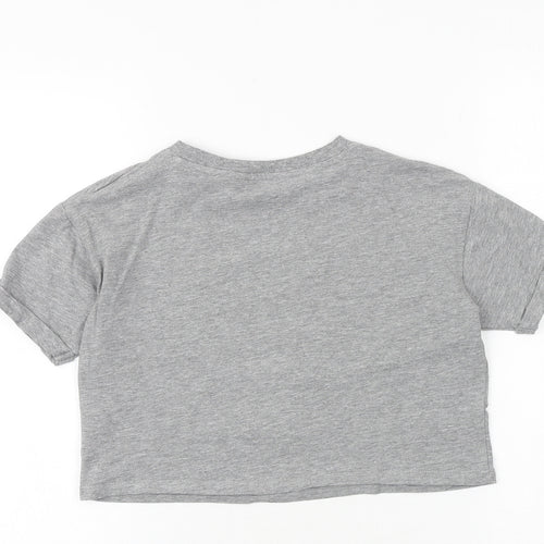 George Girls Grey Cotton Basic T-Shirt Size 6-7 Years Round Neck Pullover