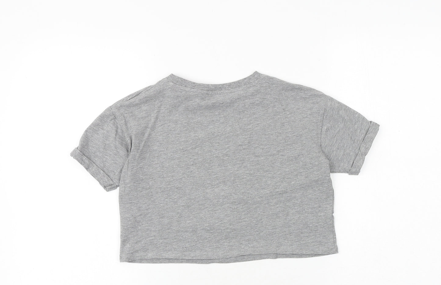 George Girls Grey Cotton Basic T-Shirt Size 6-7 Years Round Neck Pullover