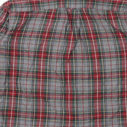 NEXT Mens Silver Plaid Cotton Button-Up Size S Collared Button