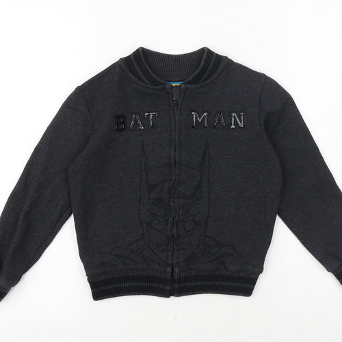 Batman Boys Grey Cotton Full Zip Sweatshirt Size 7-8 Years Zip - BATMAN