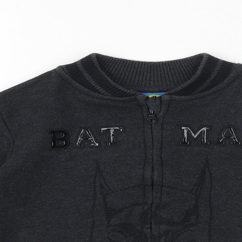 Batman Boys Grey Cotton Full Zip Sweatshirt Size 7-8 Years Zip - BATMAN