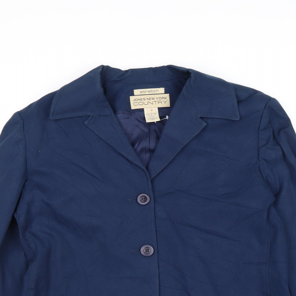 Jones New York Womens Blue Jacket Size 8 Button