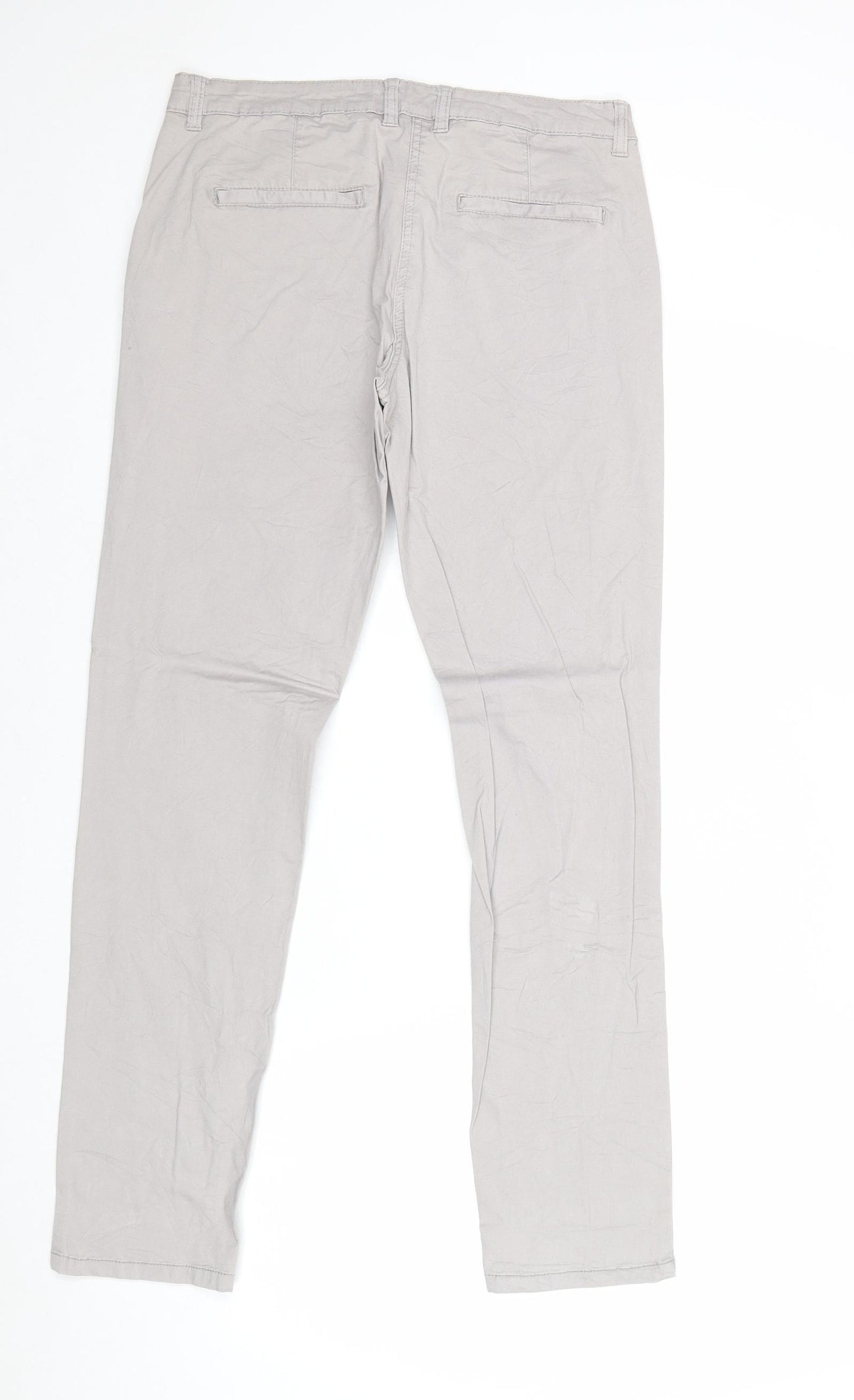 Blue Motion Mens Grey Cotton Chino Trousers Size 38 in Regular Zip