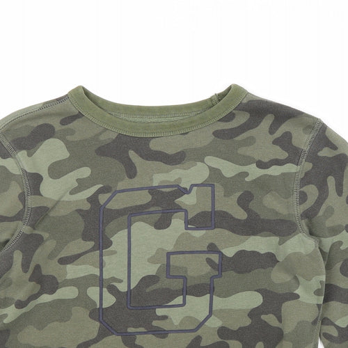 H&M Boys Green Camouflage Cotton Pullover Sweatshirt Size M Pullover - G