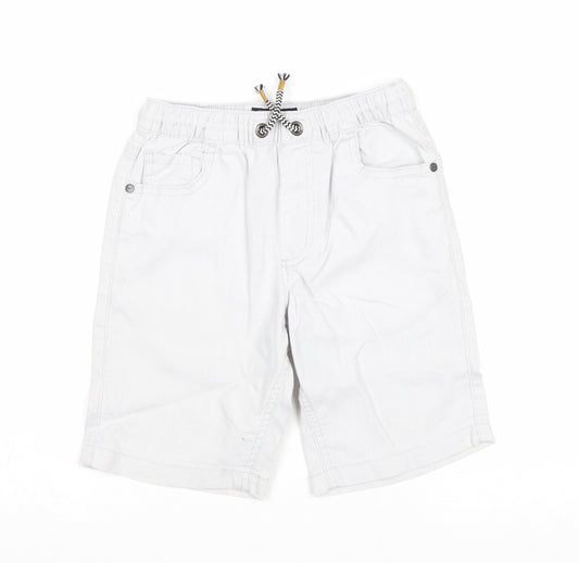 NEXT Boys Grey Linen Chino Shorts Size 8 Years Regular Drawstring - Waist 23