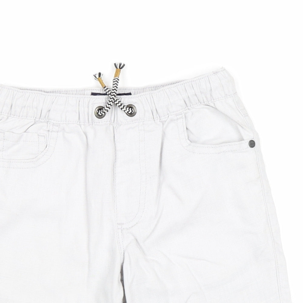 NEXT Boys Grey Linen Chino Shorts Size 8 Years Regular Drawstring - Waist 23