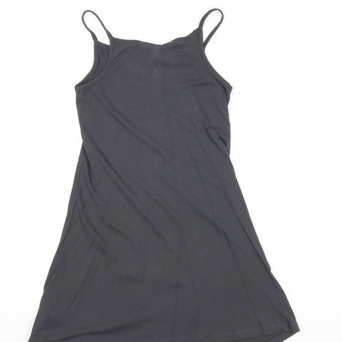 NEXT Girls Grey 100% Cotton Tank Dress Size 8 Years Round Neck Pullover