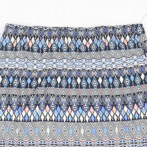 New Look Girls Multicoloured Geometric Viscose Bandage Skirt Size 12-13 Years Regular Pull On