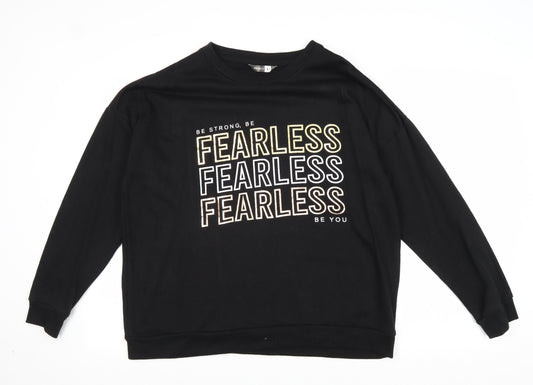 PEP&CO Womens Black Cotton Pullover Sweatshirt Size L Pullover - Fearless