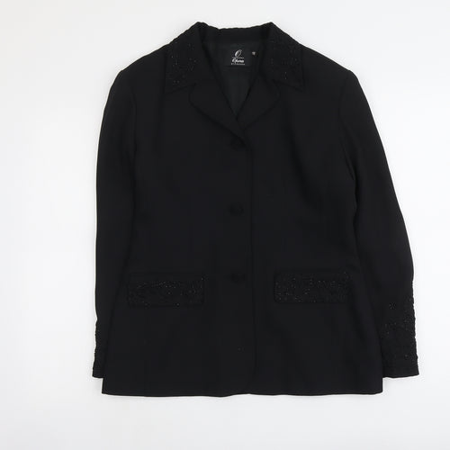 Opera Womens Black Polyester Jacket Blazer Size 12