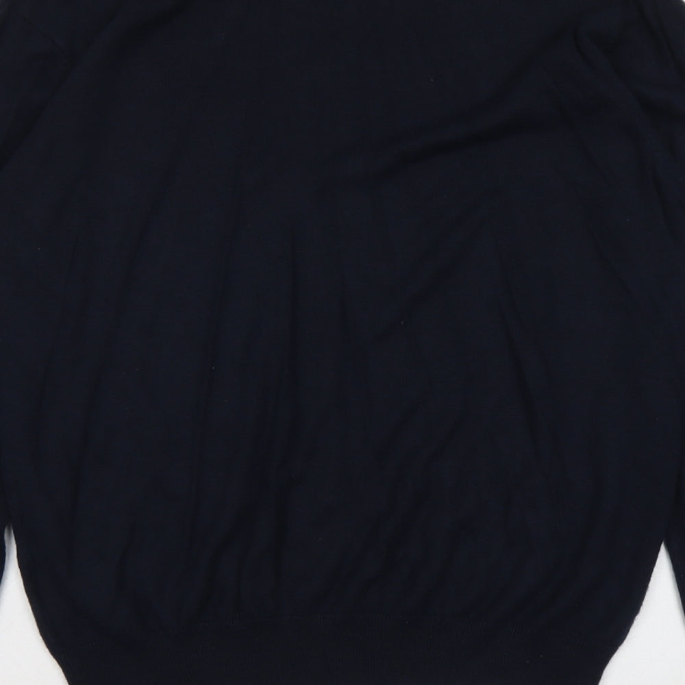 Capsule Mens Blue V-Neck Acrylic Pullover Jumper Size L Long Sleeve