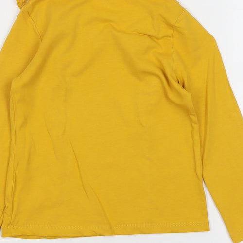 F&F Girls Yellow Cotton Basic T-Shirt Size 4-5 Years Round Neck Pullover