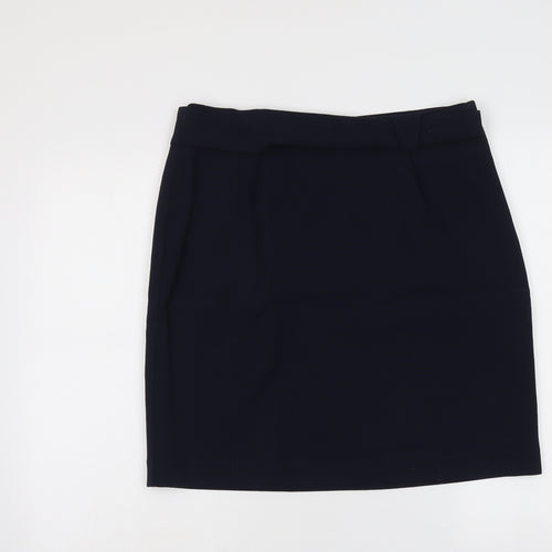 Cortefiel Womens Blue Polyester A-Line Skirt Size L Zip