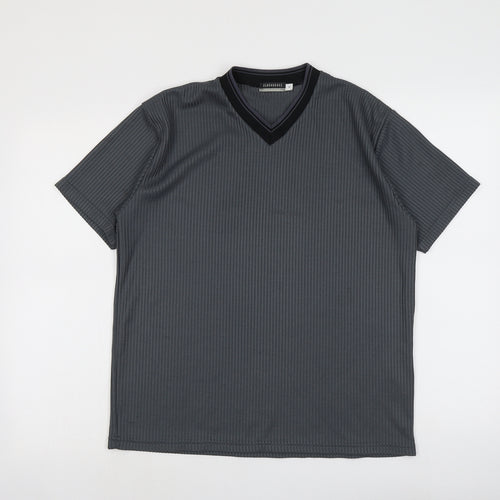 C&A Mens Grey Polyester T-Shirt Size M V-Neck