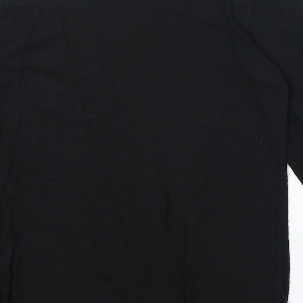 F&F Girls Black 100% Cotton Basic T-Shirt Size 12-13 Years Round Neck Pullover