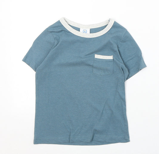 Jack Green Boys Blue Cotton Basic T-Shirt Size 5-6 Years Round Neck Pullover