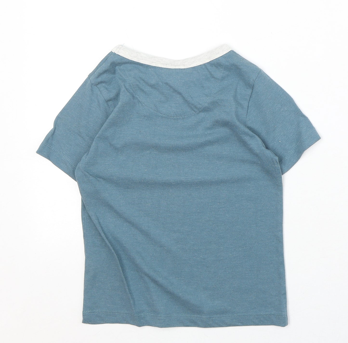 Jack Green Boys Blue Cotton Basic T-Shirt Size 5-6 Years Round Neck Pullover