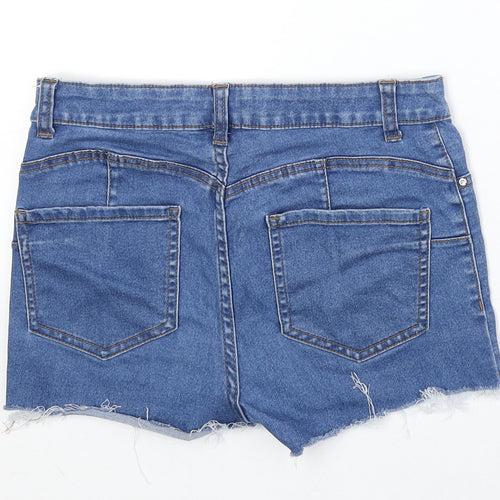 Denim & Co. Womens Blue Cotton Cut-Off Shorts Size 10 Regular Zip